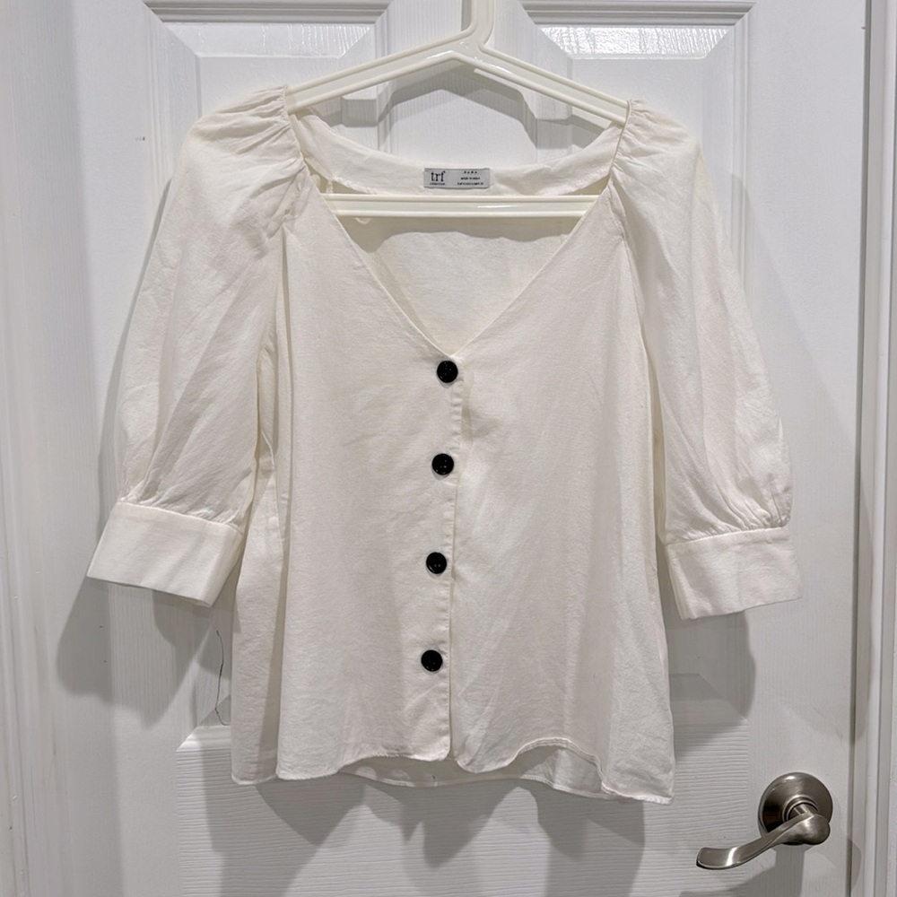 Zara white button down top
